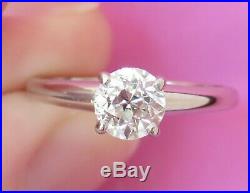 14k Antique Vintage Art Deco Vs Natural Diamond Old European Cut Engagement Ring