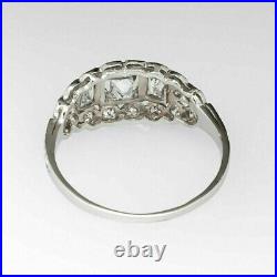 14k White Gold Vintage Art Deco Ring Engagement Wedding Ring 2 Ct Diamond