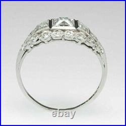 14k White Gold Vintage Art Deco Ring Engagement Wedding Ring 2 Ct Diamond