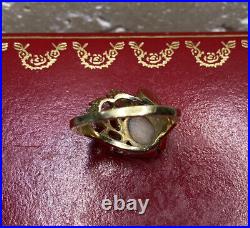 14k Yellow Gold Coral Art Deco Modern Vintage Antique Cocktail Estate Ring 6 1/4