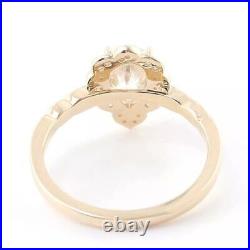 14k Yellow Gold Plated 3Ct Pear Cut Moissanite Vintage Art Deco Engagement Ring