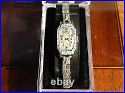 14k white gold antique art deco ladies diamond watch