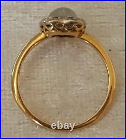 18 carat solid gold sapphire & moonstone vintage Art Deco antique heart ring N