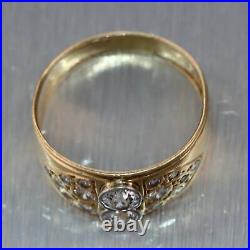 1920's Antique Art Deco 14k Yellow Gold 1ctw Diamond Wedding Band Ring