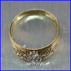 1920's Antique Art Deco 14k Yellow Gold 2.89 Diamond Wedding Band Ring
