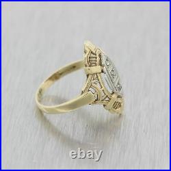 1920's Antique Art Deco 14k Yellow Gold Diamond Filigree Rose Cut Diamond Ring