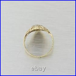 1920's Antique Art Deco 14k Yellow Gold Diamond Filigree Rose Cut Diamond Ring