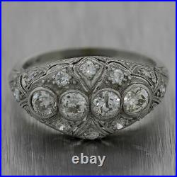 1920's Antique Art Deco Platinum 0.75ctw Diamond Filigree Ring