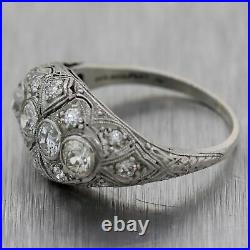 1920's Antique Art Deco Platinum 0.75ctw Diamond Filigree Ring