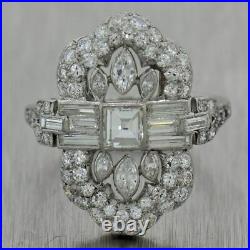 1920's Antique Art Deco Platinum 2.25ctw Diamond Cocktail Ring