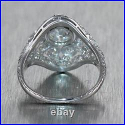 1920's Antique Art Deco Platinum 2.25ctw Diamond Filigree Ring