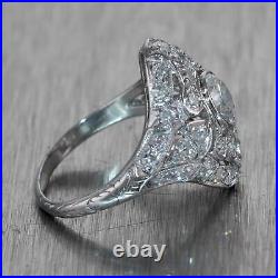 1920's Antique Art Deco Platinum 2.25ctw Diamond Filigree Ring