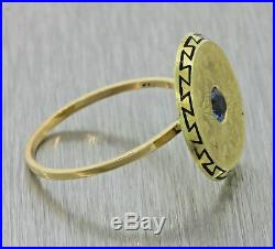 1920s Antique Art Deco 14k Solid Yellow Gold. 10ct Blue Sapphire Shield Ring