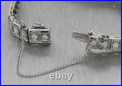 1920s Antique Art Deco Estate Platinum 5.00ctw Diamond Sapphire Bracelet E8
