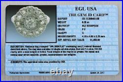 1920s Antique Art Deco Solid Platinum. 49ctw Diamond Cluster Ring EGL