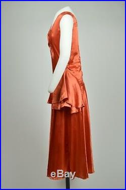 1920s Burnt Orange Satin Dress