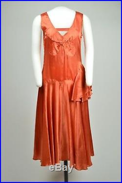 1920s Burnt Orange Satin Dress