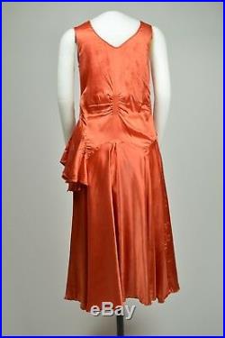 1920s Burnt Orange Satin Dress