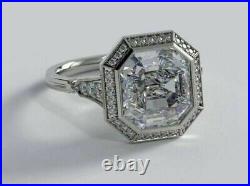 1920s Vintage Art Deco 3.25 Ct Asscher Shape Lab Created Diamond Engagement Ring