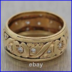 1930 Antique Art Deco 14k Yellow Gold 0.20ctw Diamond Engraved Wedding Band Ring