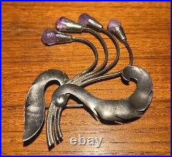 1930 art deco Vintage sterling silver amethyst brooch vintage antique jewelry