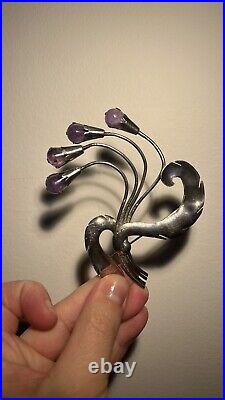 1930 art deco Vintage sterling silver amethyst brooch vintage antique jewelry