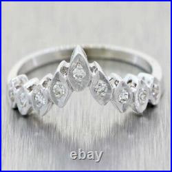 1930's Antique Art Deco 14K White Gold. 20ctw Diamond Tiara Wedding Band Ring