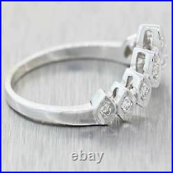 1930's Antique Art Deco 14K White Gold. 20ctw Diamond Tiara Wedding Band Ring
