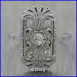 1930's Antique Art Deco 14k White Gold 0.40ctw Diamond Filigree Ring