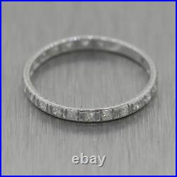 1930's Antique Art Deco 14k White Gold 0.40ctw Diamond Wedding Band Ring