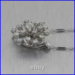 1930's Antique Art Deco 14k White Gold 1.25ctw Diamond Snowflake 15 Necklace