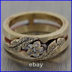 1930's Antique Art Deco 14k Yellow Gold 0.06ctw Diamond Wedding Band Ring
