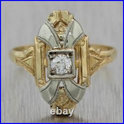 1930's Antique Art Deco 14k Yellow & White Gold 0.15ct Diamond Ring