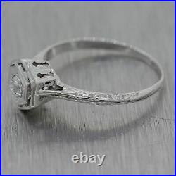 1930's Antique Art Deco 18k White Gold 0.15ct Diamond Filigree Ring