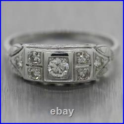 1930's Antique Art Deco 18k White Gold 0.41ctw Diamond Ring