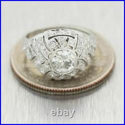 1930's Antique Art Deco Platinum 1.50ctw Diamond Ring