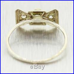 1930's Antique Art Deco Platinum & 14k White Gold 0.10ctw Diamond & Pearl Ring