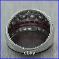 1930's Antique Art Deco Platinum 2.5ctw Ruby & Diamond Band Ring