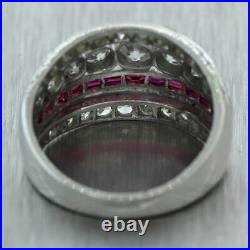 1930's Antique Art Deco Platinum 2.5ctw Ruby & Diamond Band Ring