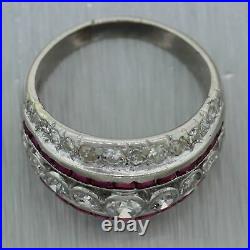 1930's Antique Art Deco Platinum 2.5ctw Ruby & Diamond Band Ring