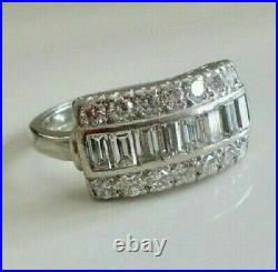 1930's Antique Style 2 Ct Baguette Cut Lab-Created Diamond Vintage Art Deco Ring