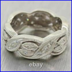 1930s Antique Art Deco 14k White Gold Diamond Filigree Band Ring