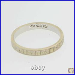 1930s Antique Art Deco 18k White Gold 2mm Etched Wedding Band Ring M8