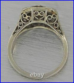 1930s Antique Art Deco Filigree Solid 18k White Gold. 04ct Diamond Ring