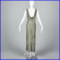 1930s Gold Lamé Evening Gown Formal Dress Hollywood Glamour Bias Cut Art Deco