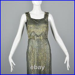 1930s Gold Lamé Evening Gown Formal Dress Hollywood Glamour Bias Cut Art Deco