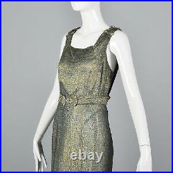 1930s Gold Lamé Evening Gown Formal Dress Hollywood Glamour Bias Cut Art Deco