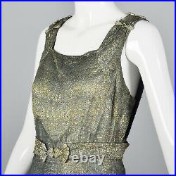 1930s Gold Lamé Evening Gown Formal Dress Hollywood Glamour Bias Cut Art Deco