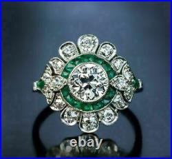 1935s Art Deco 2.40Ct Round Lab-Created Diamond Antique Vintage Engagement Ring