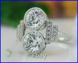 1935s Art Deco 3.20 Carat Round Cut Lab-Created Diamond Vintage Engagement Ring